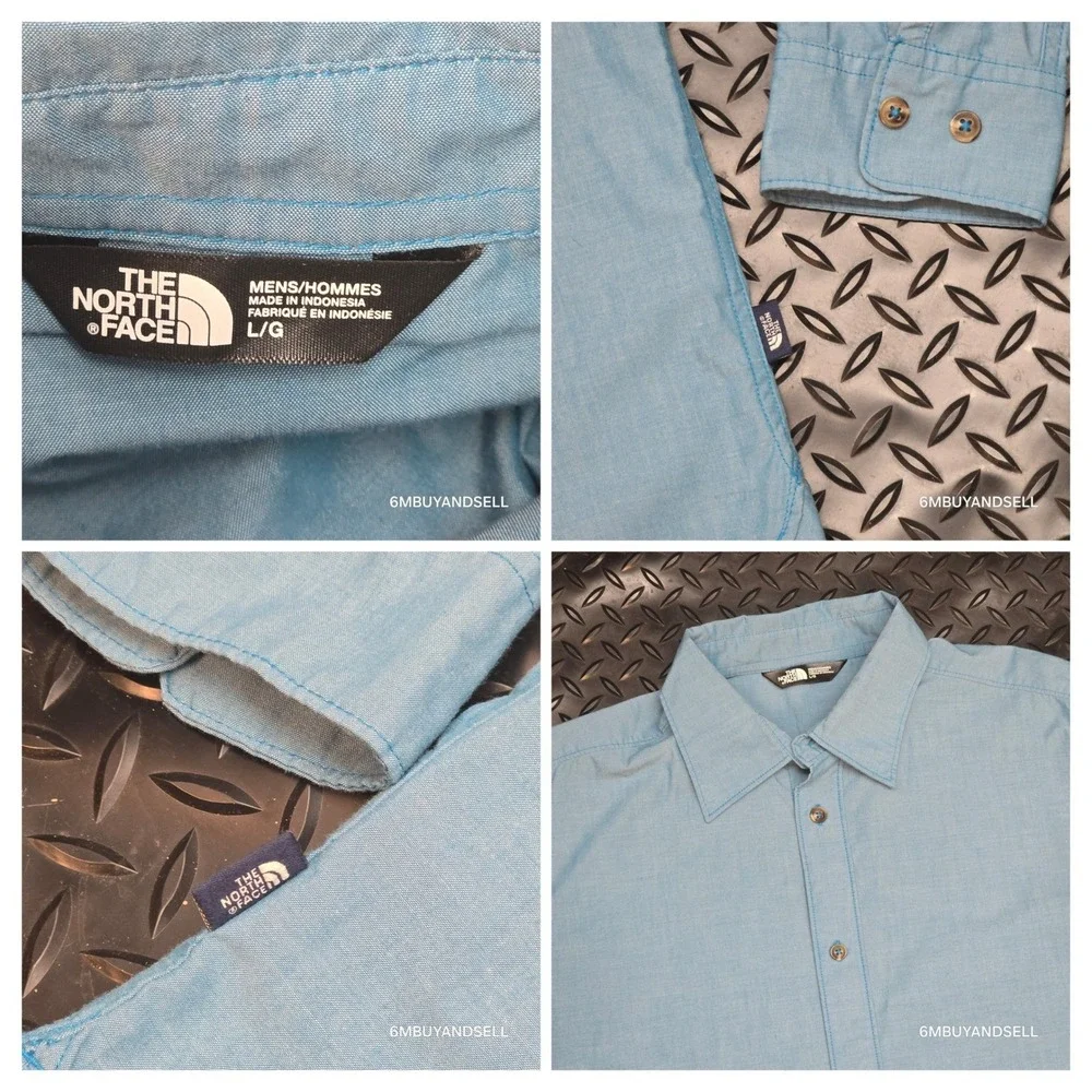 The North Face Mens Blue Long Sleeve Button Down‎ Shirt NF0A3KEZ Large